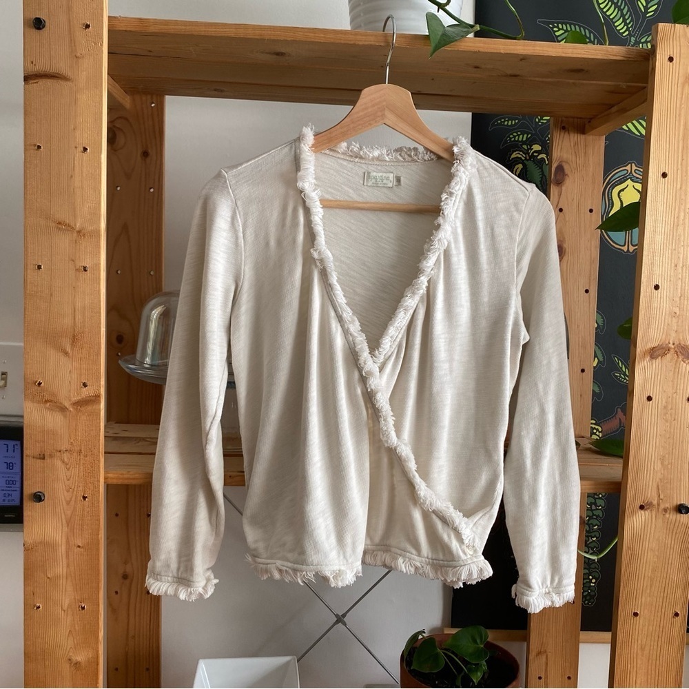Spartina 449 Cream White Clara Convertible Fringe Cardigan Sweater XS - Picture 5 of 16